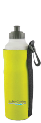 Wet suit fabric water bottle cooler sleeve with dog clip